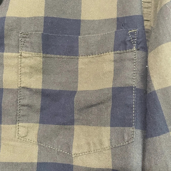 George Navy Blue  and Olive Green Checkered Plaid Shirt - Medium - Picture 3 of 8
